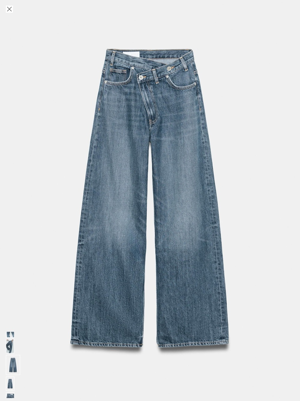 Zara Crossover Wide-Leg High-Rise Jeans - Blue